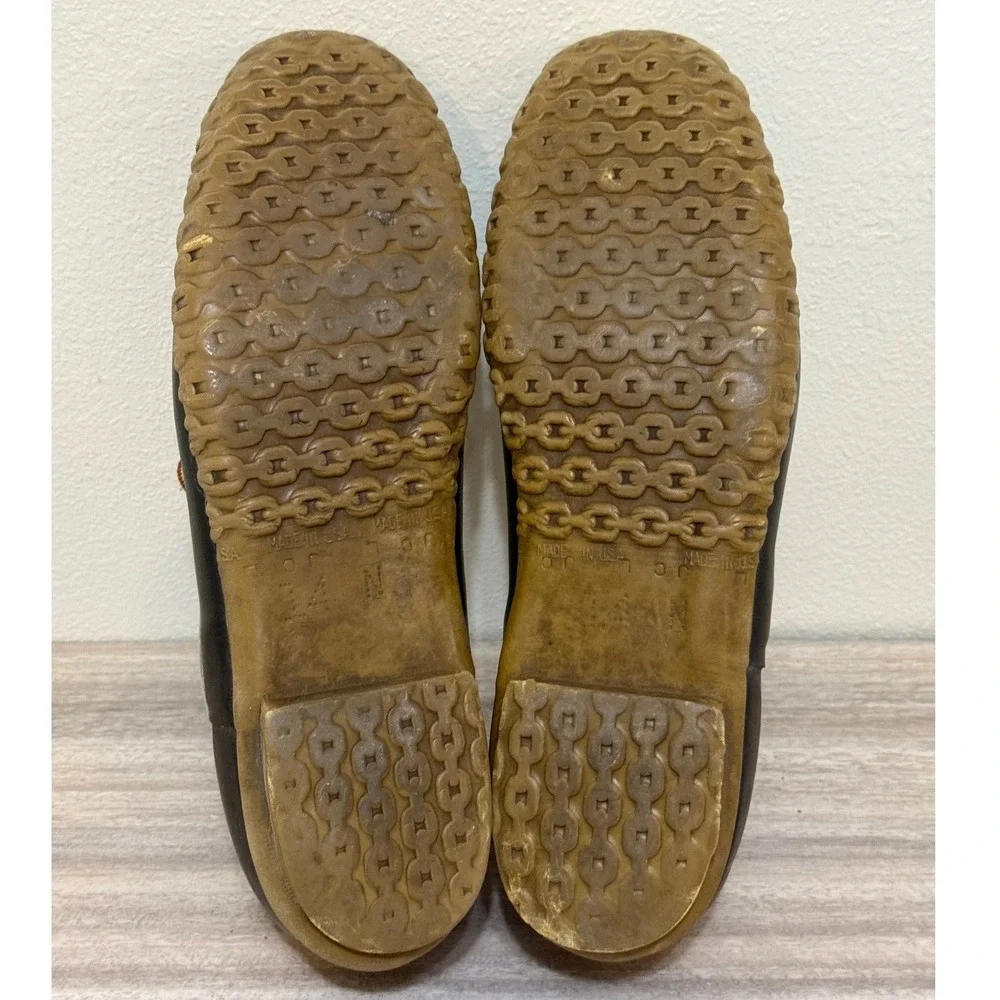 LL Bean Maine Hunting Shoe Duck Boots Brown Leather Lace Up Men‎ 14 N USA Preppy